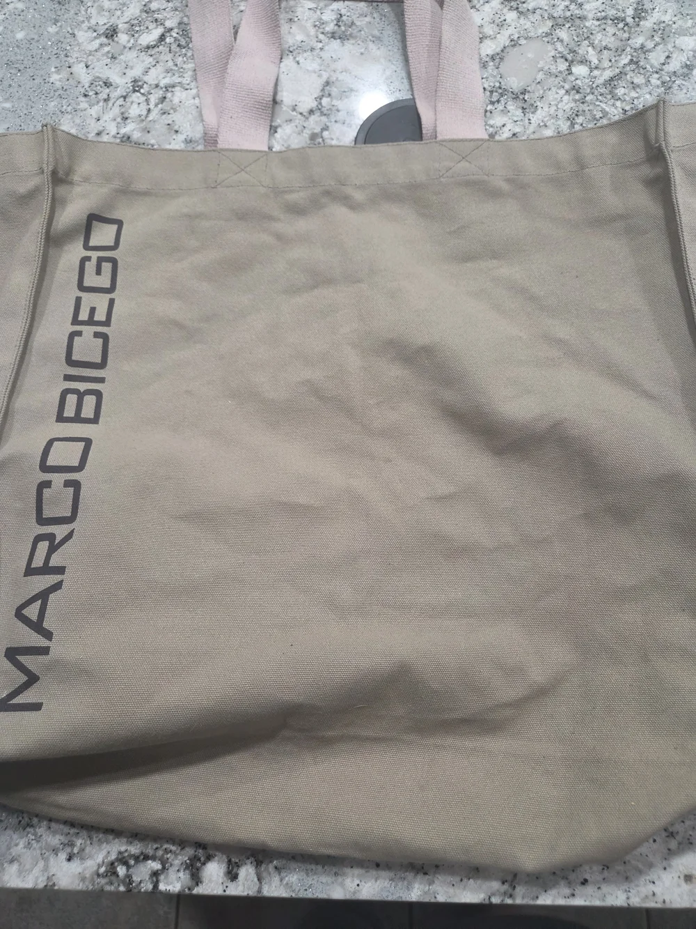 Marco Bicego Tan Canvas Tote with Pink Handles